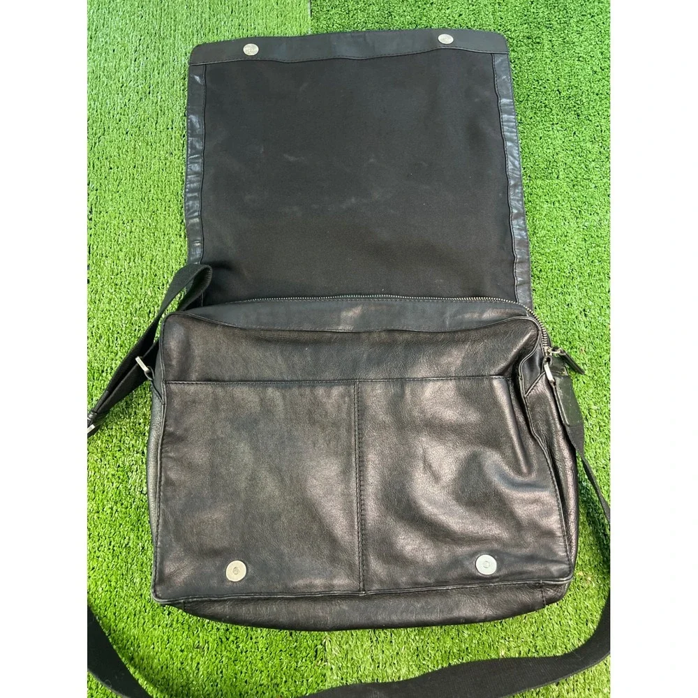 Tiger of‎ Sweden Black Leather Messenger Bag Shoulder Bag Work Travel